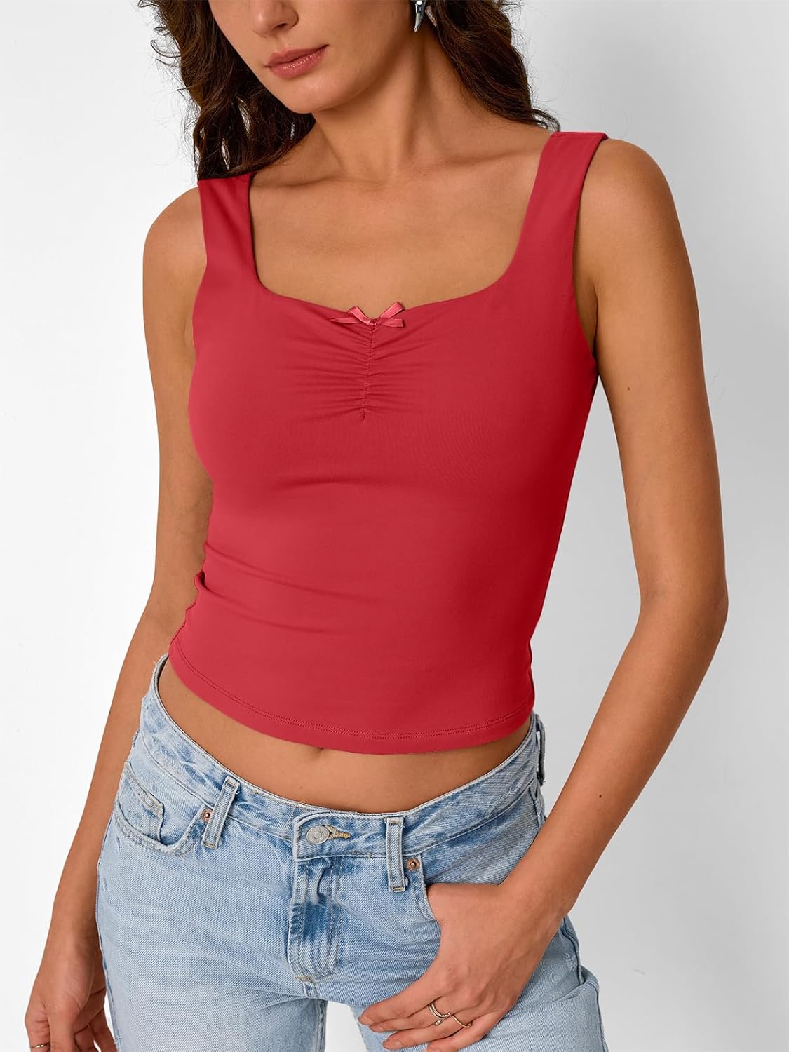 Trendy Queen Women's Square Neck Bow Tank Top - Image 2