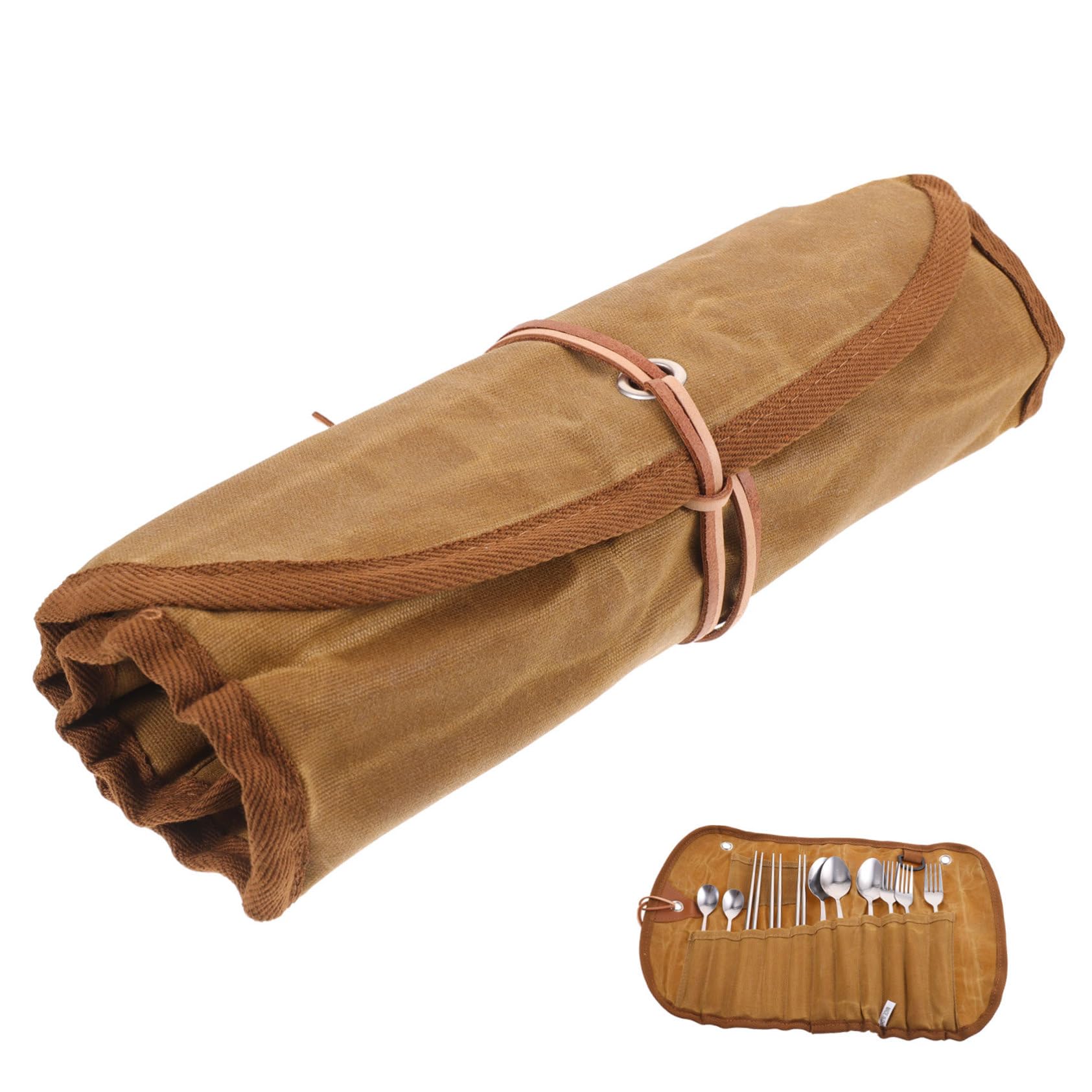Mikikit Ensemble De Couverts De Camping Portable Pliable, Étui De Rangement Compact, Matériau Inoxydable, Kit Vaisselle Extérieur Léger, Pour Pique-niques, Randonnée Et Barbecue