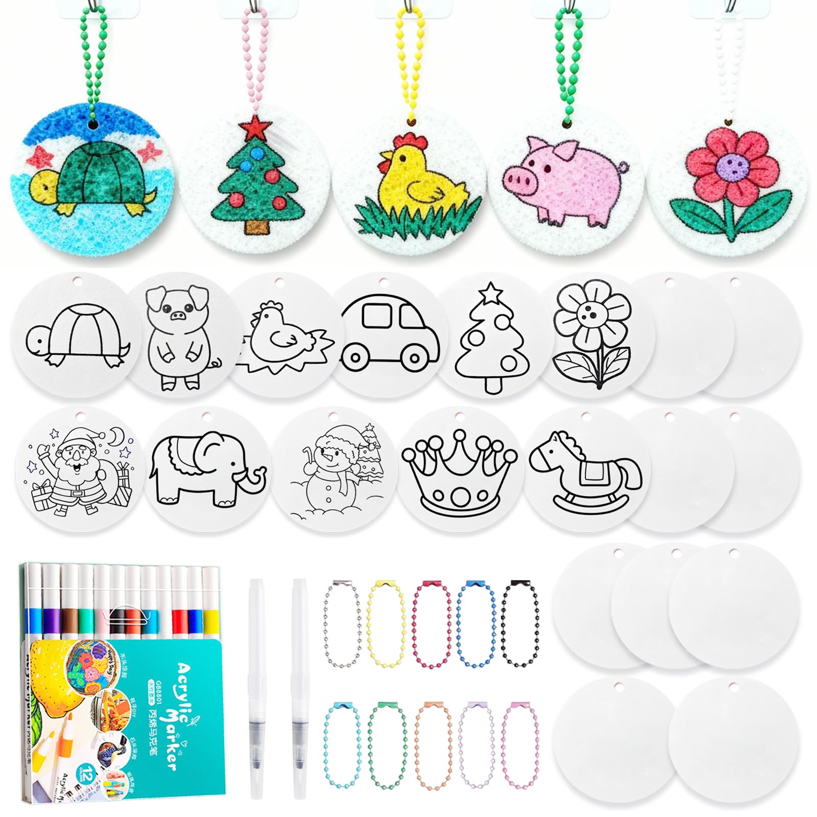 ZMMCHCG 44 Pcs Aqua Puffs Kit for Kids, Magic Foam Texture Painting Kit with Puff Art Papers, Aqua Puffs Arts and Crafts, Aquapuffs Puffy Paint Art Gift for Girls & Boys Ages 4, 5, 6, 7, 8, 9, 10