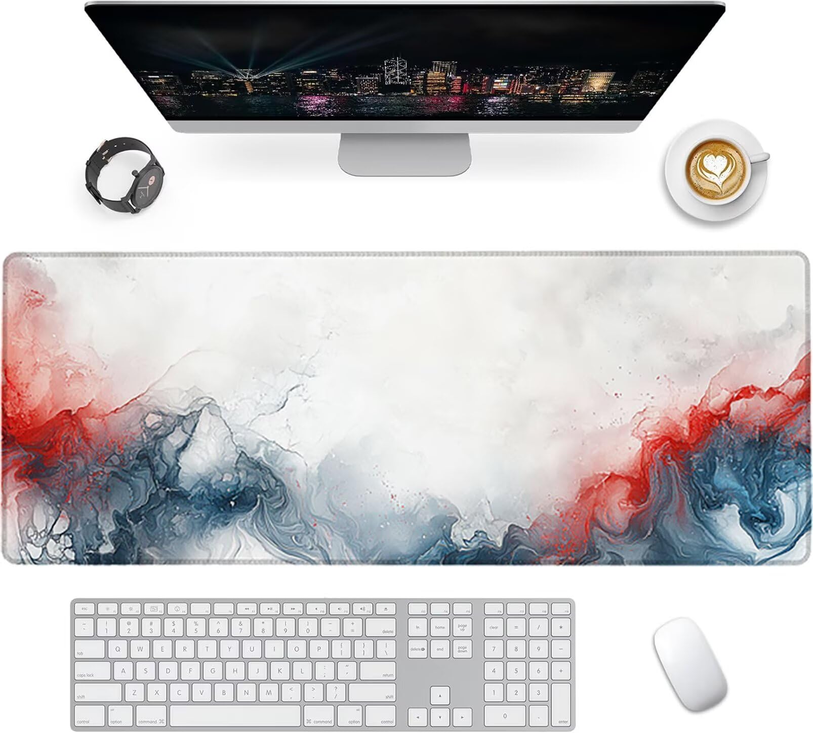 Lpfieonn Semplice Tappetino Scrivania XXL, 160x80cm- Tappetino Mouse Gaming, Bianco Tappeto Scrivania Extralarge, Mouse Pad XXL con Base in Gomma Antiscivolo, Bordi Cuciti PF-3695