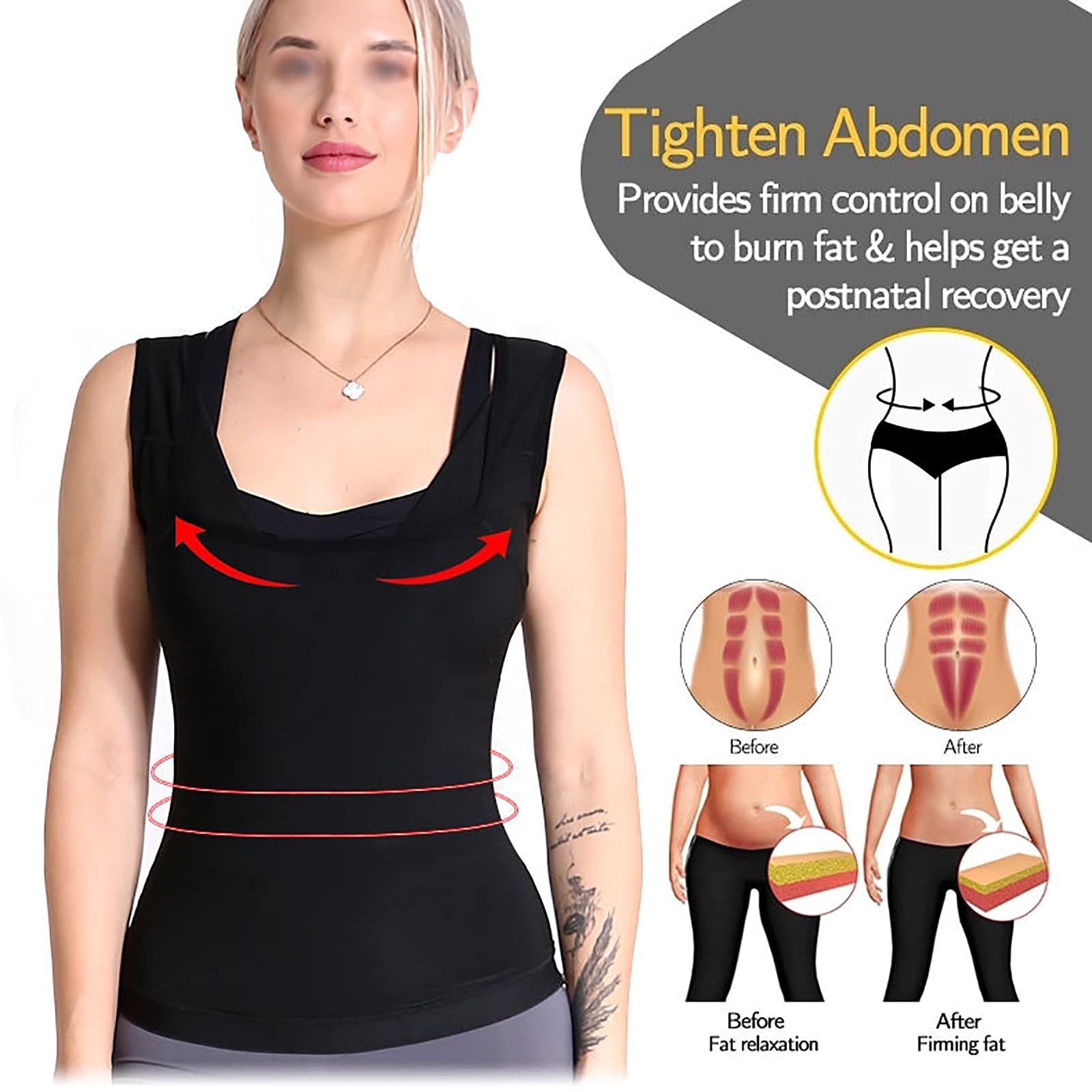 G&F Damska kamizelka dresowa do sauny Trener talii Trener Tank Top Body Shaper Polimer wyszczuplający Bielizna modelująca (kolor: Czarny, rozmiar: L/XL)