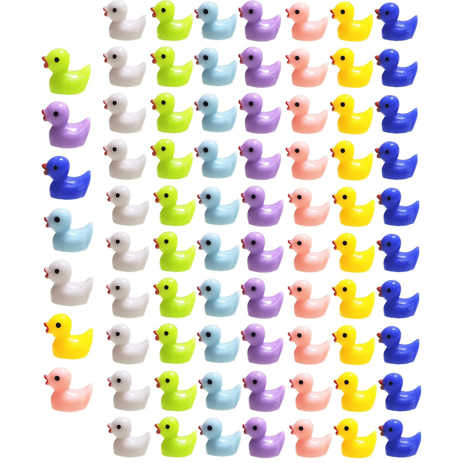 Mini Resin Ducks,70 Pieces Miniature Figures Micro Fairy Garden Landscape Aquarium Dollhouse Ornament,Potted Plants Decoration DIY Slime Charms for Dollhouse Décor Accessories