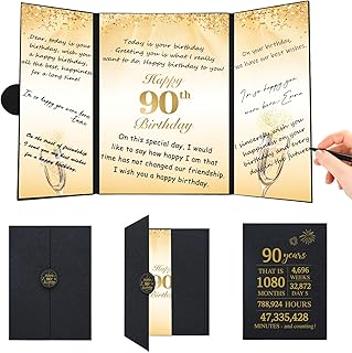 90th Birthday Decorations for Women Men, Black Gold 90th Birthday Guest Book, Jumbo 90th Birthday Card Signature Board, Happy 90th Birthday Gifts, Cheers to 90 Years Birthday Party Supplies