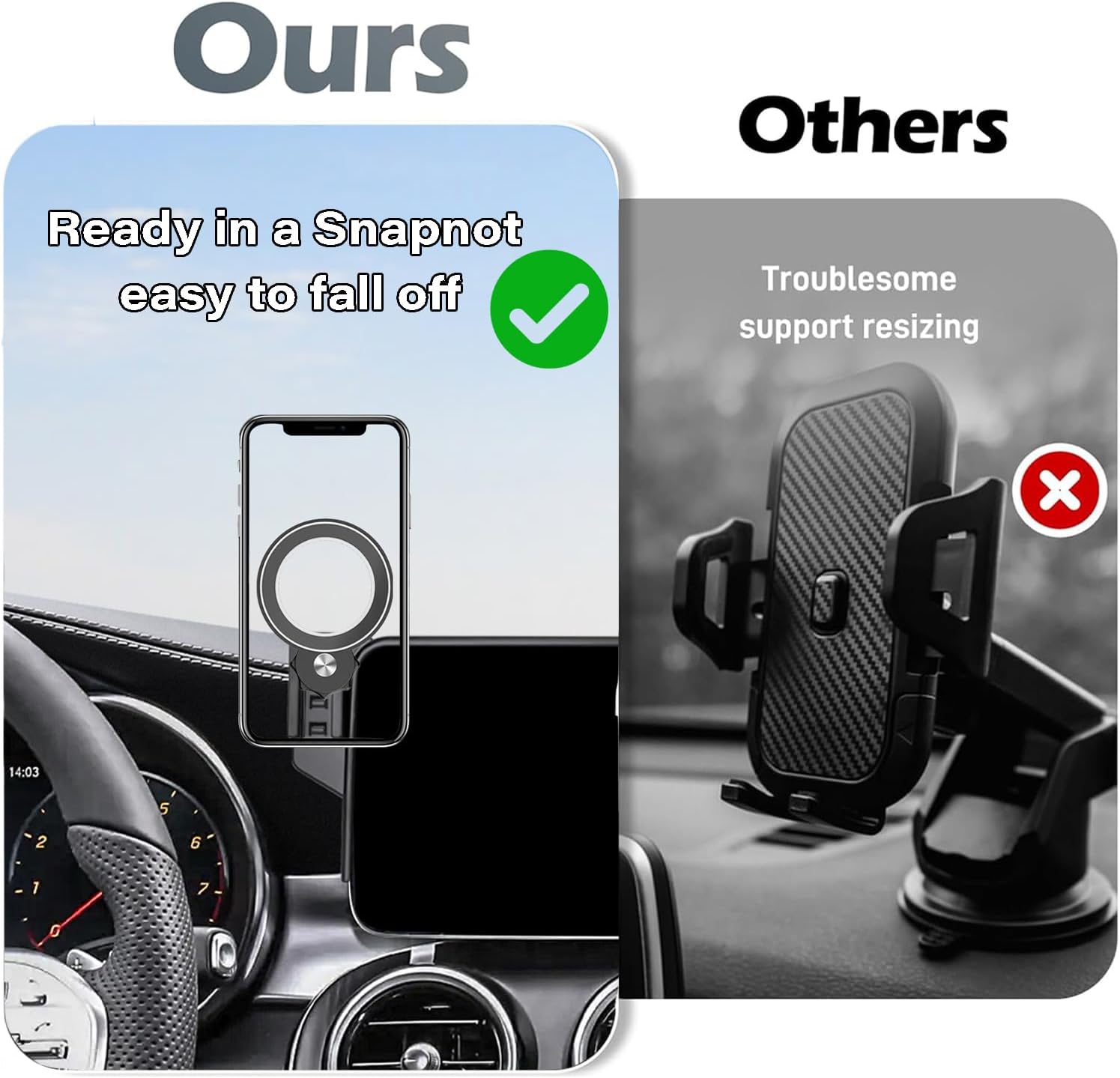 Car Phone Holder for 2020-2022 Mercedes Benz GLC/2019-2021 C-Class Accessories Apply to 10.25 Inch Touch Screen Fixed Clip MagSafe Cell Phone Mount Hands-Free 360° Rotation