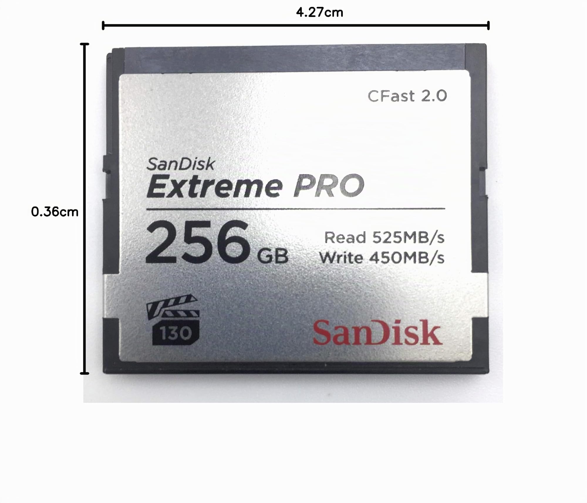 SanDisk Extreme Pro Cfast 2.0 Speicherkarte 256 GB (Für Kameras und Camcorder, VPG-130 für 4K Videos, Datenübertragungs mit 525 MB/s, Schreiben mit 450 MB/s)
