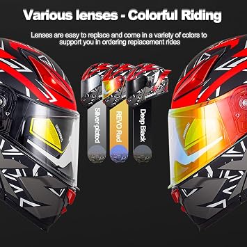 Bluetooth Modular Motorcycle ECE Approved, Dual Visor Double Flip-Up Full Face Helmet Built-in Dual Speaker with Waterproof Bluetooth, for Adult Men Women (21.6-24.4in)