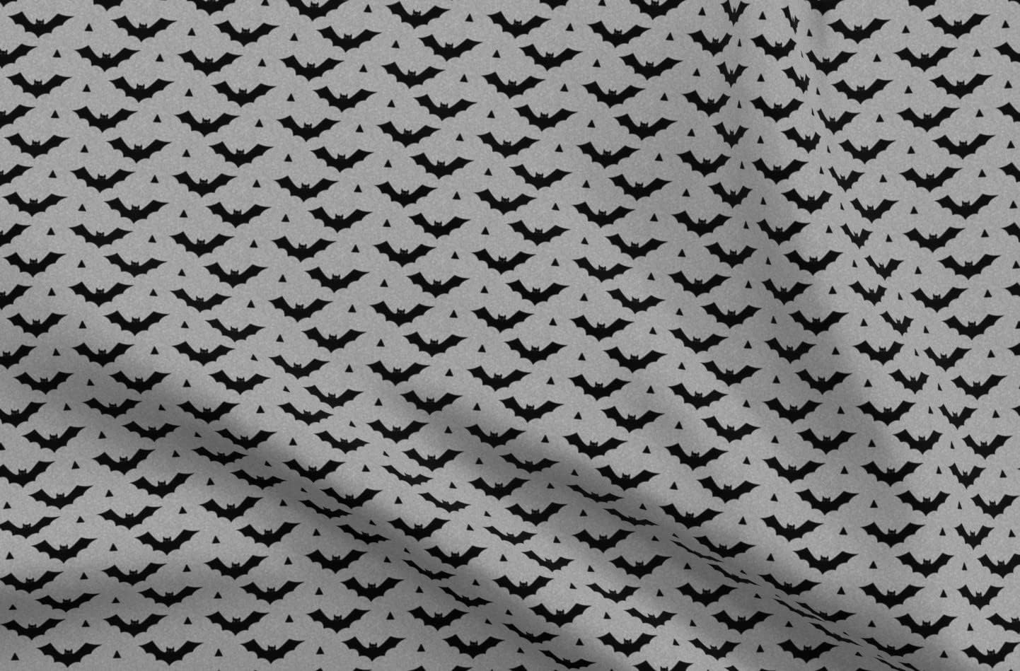 Spoonflower Fabric - Bat Light Gray Smaller Halloween Bats Black Printed on Organic Cotton Sateen Fabric by The Yard - Sewing Quilting Apparel Home Decor