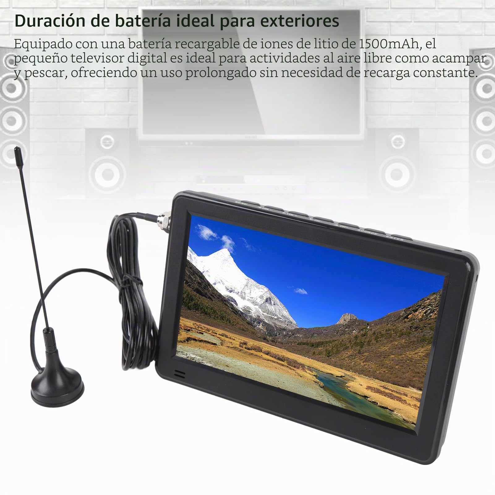 Sxhlseller tv Digital TV de 6 Pulgadas, Televisión Portátil para Automóviles con Batería Recargable de 1500 mAh y Control Remoto