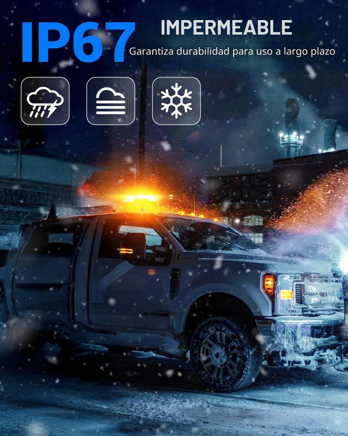 SUPAREE 12/24V Luz LED Rotativo Luz De Emergencia Para Tractor Naranja Tractor con Interruptor E-MARK 12 Modos de Flash IP67 para Camion Vehículo Remolque 1 Pieza