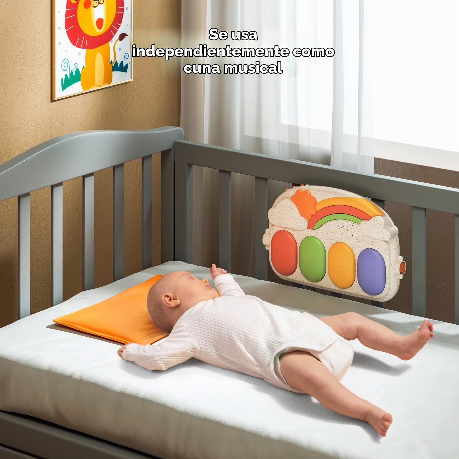 TUMAMA Baby Piano Gym Matte, Neugeborenes Baby Fitness und Aktivität Musik Licht Spielmatten mit Bögen, und 4 Rasseln Spielzeug, geeignet von 0 Monat Geschenk Spielzeug für Kleinkind
