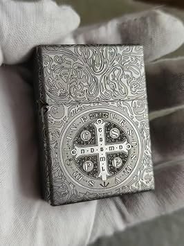 Zorro 912S Constantine Cross Titanium Lighter Heavy Armor 3/5 Hinge with Titanium Insert or Stainless Steel Insert, Windproof Kerosene Lighter (912s with Titan Insert)