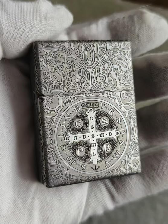 Zorro 912S Constantine Cross Titanium Lighter Heavy Armor 3/5 Hinge with Titanium Insert or Stainless Steel Insert, Windproof Kerosene Lighter (912s with Titan Insert)