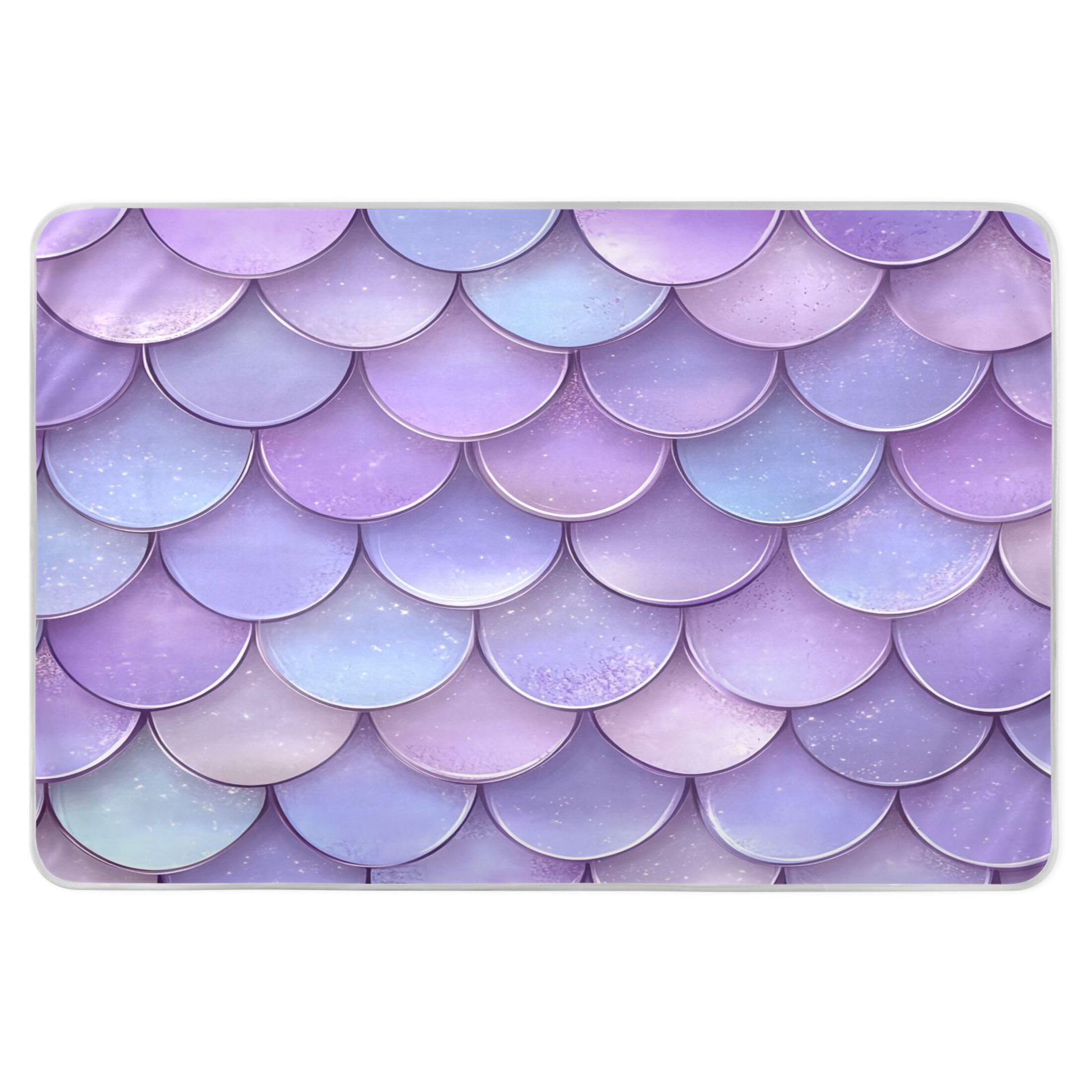 Takiito Lavender Mermaid Scales Bed Pad Reusable Bed Underpad Washable Waterproof Leak-Proof Quick Dry Incontinence Pee Pad for Toddlers Kids Adults Pets 34x52 in