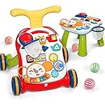 CUTE STONE Sit to Stand Learning Walker, 2 in 1 Baby Walker, Early Educational Child Activity Center, Multifunctional Removable Play Panel, Baby Music Learning Toy Gift for Infant Boys Girls