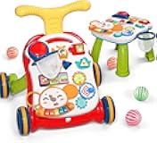 Sit to Stand Learning Walker, 2 in 1 Baby Walker, Early Educational Child Activity Center, Multifunctional Removable Play Panel, Baby Music Learning Toy Gift for Infant Boys Girls