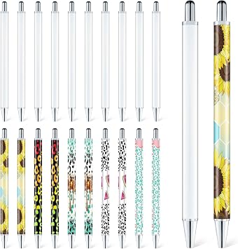 Sublimation Pens Blank No Clip With Shrink Wrap,Heat Transfer Sublimation Ballpoint Pen, Aluminum Customized Pen, Personalized Pen For Christmas Diy Office School Stationery Supplies 10 Pack