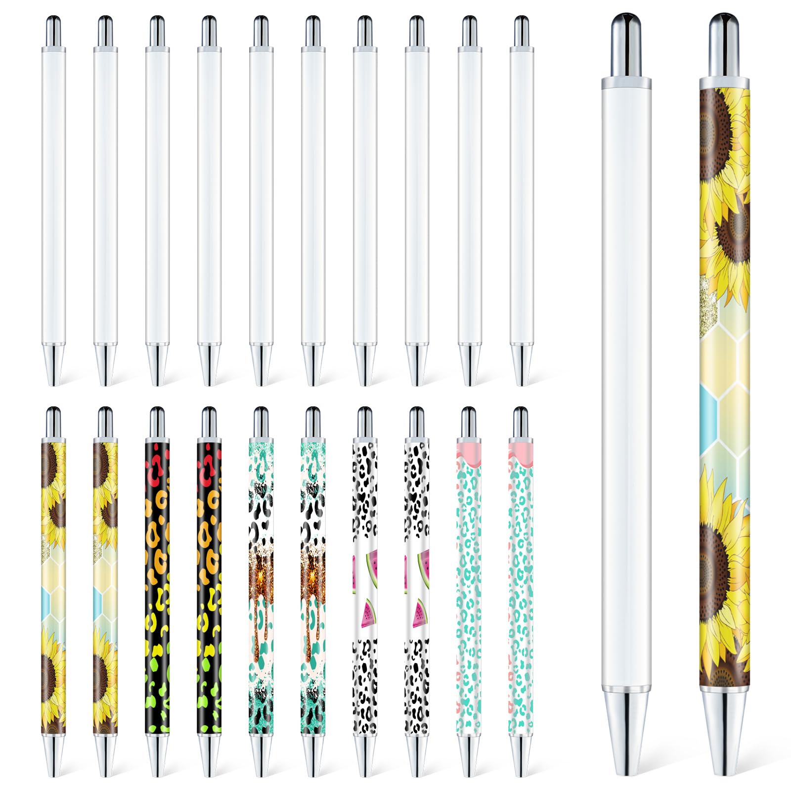 Sublimation Pens Blank No Clip With Shrink Wrap,Heat Transfer Sublimation Ballpoint Pen, Aluminum Customized Pen, Personalized Pen For Christmas Diy Office School Stationery Supplies (10 Pack)