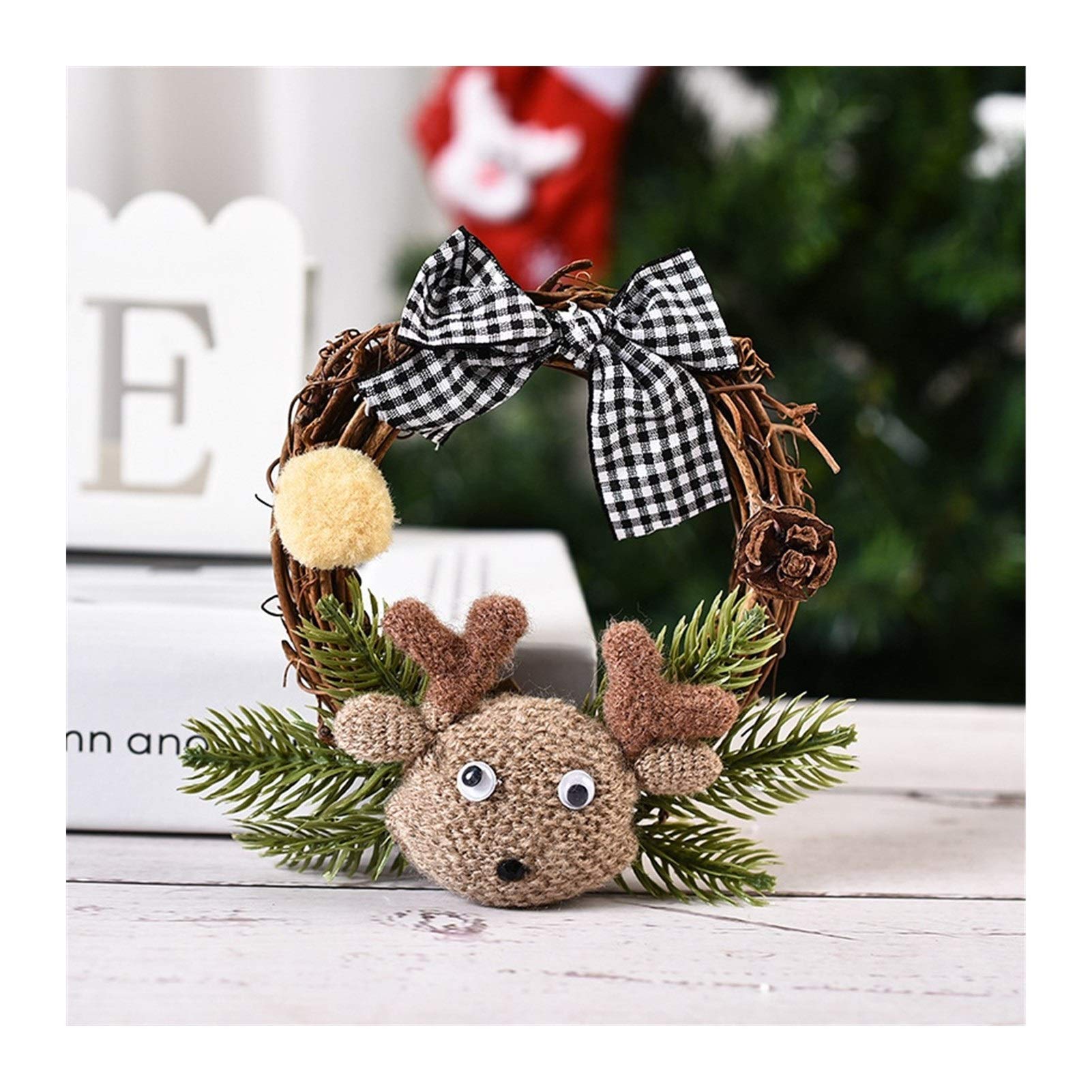Herbstkranz 8 Stile Kreativer Weihnachtskranz Handgemachte Wandbehang Wand Tür Dekoration Girlande Ornamente Familie Weihnachtsfeier Dekor Weihnachtskranz (Color : 04)