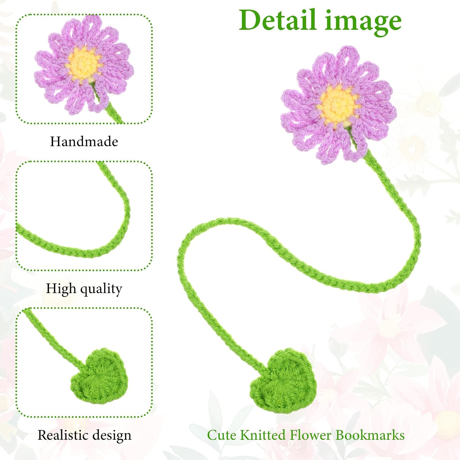 Ouligay 6 Pack Crochet Bookmarks for Women Daisy Sunflower Book Marker Personalized Handmade Cute Bookmark Gifts for Book Lovers and Teachers,Bag Charms,Keychain image 3