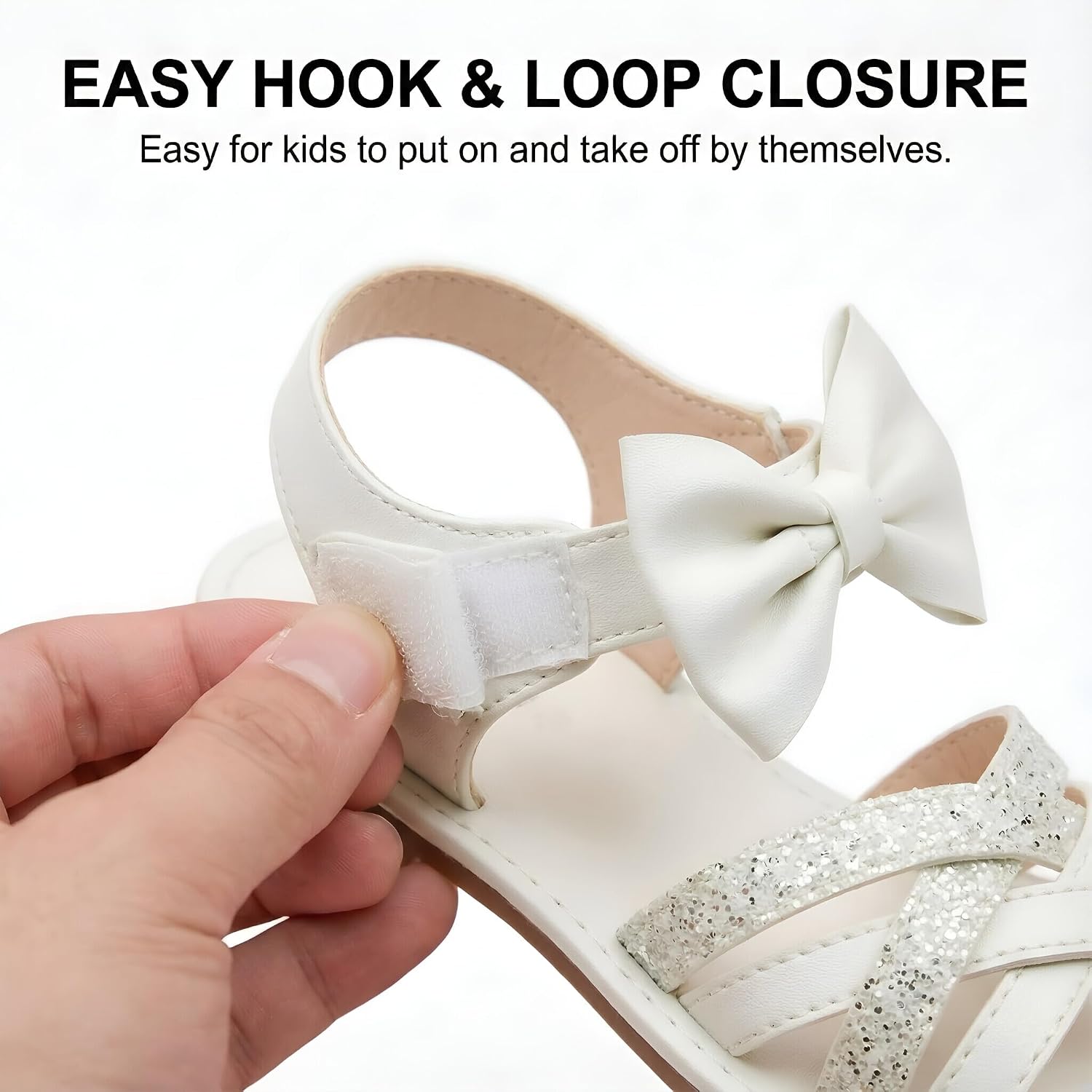 Girls Sandals Glitter Crisscross Strappy Open Toe with Bow Summer Dress Sandals