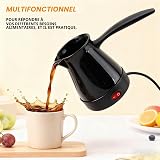 lvifloae Bouilloire électrique turque en acier inoxydable ABS avec poignée amovible anti-brûlure et base en acier inoxydable 300 ml pour café, thé, eau (noir) - 6