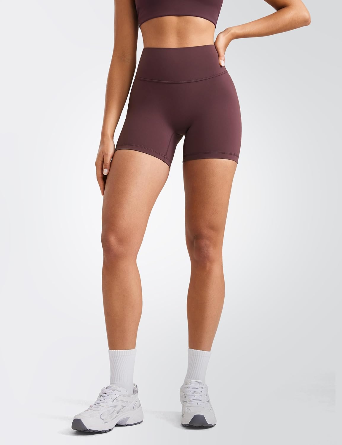 Womens High Waist No Front Seam Scrunch Butt Biker Shorts 5 Inches V-Back Scrunch Booty Gym Workouts - Image 3