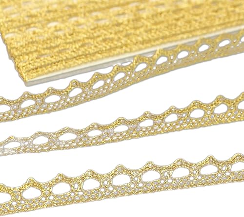 IDONGCAI Cinta metálica de encaje de costura de encaje ribete borde borde boda boda costura artesanía (dorado)