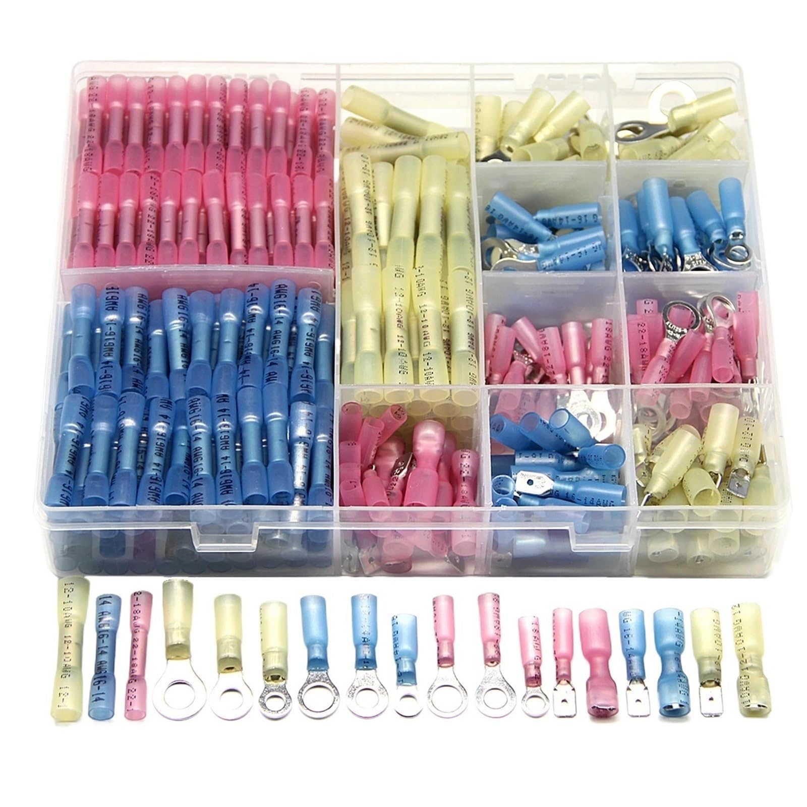 Ciopljhkl One Color 540/510/250/120Pcs Heat Shrink Electrical Cable Wire Connectors Waterproof Insulated Spade Ring Splice Butt Crimp Terminals Kit For Home,Factory,Cars,Ship