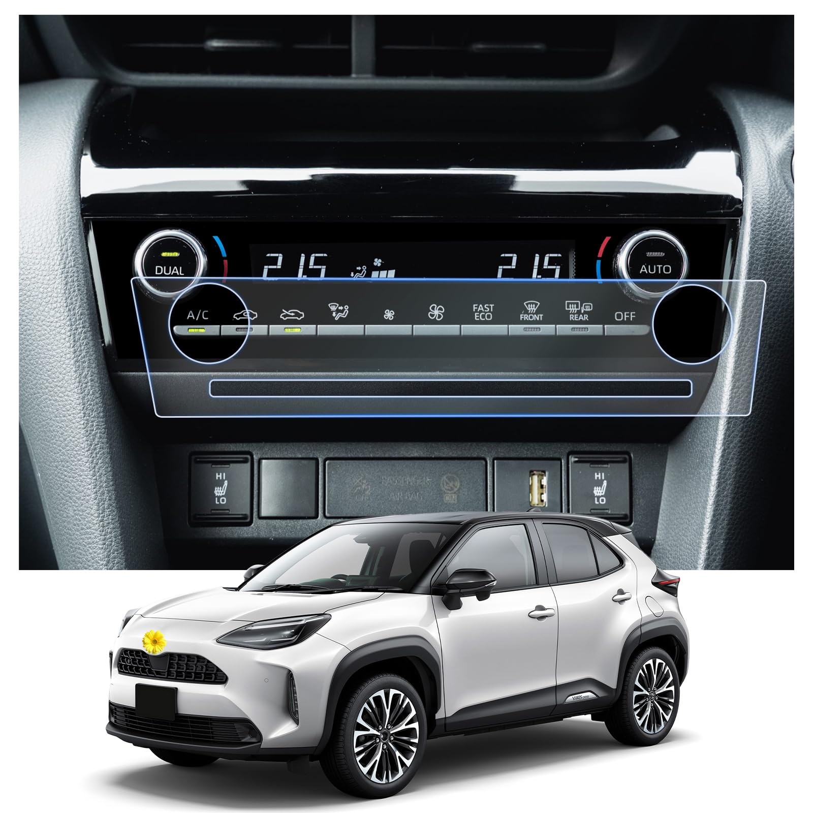 Pellicola Protettiva per Toyota Yaris Cross 2025 2026 Facelift Auto Climatizzatore 4H Antigraffio GPS Trasparente Navigatore Film Accessori (2)