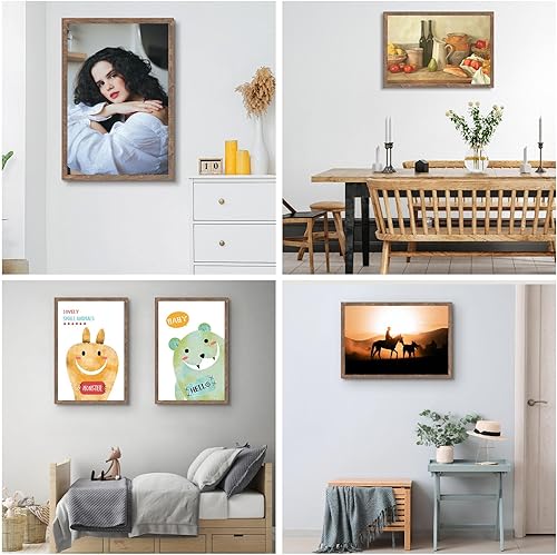 Miniatura 7 de Golden State Art, Paquete de 2 portarretratos de 20 x 30 pulgadas, estilo grano de madera, moldeado ancho, ganchos traseros para exhibición de