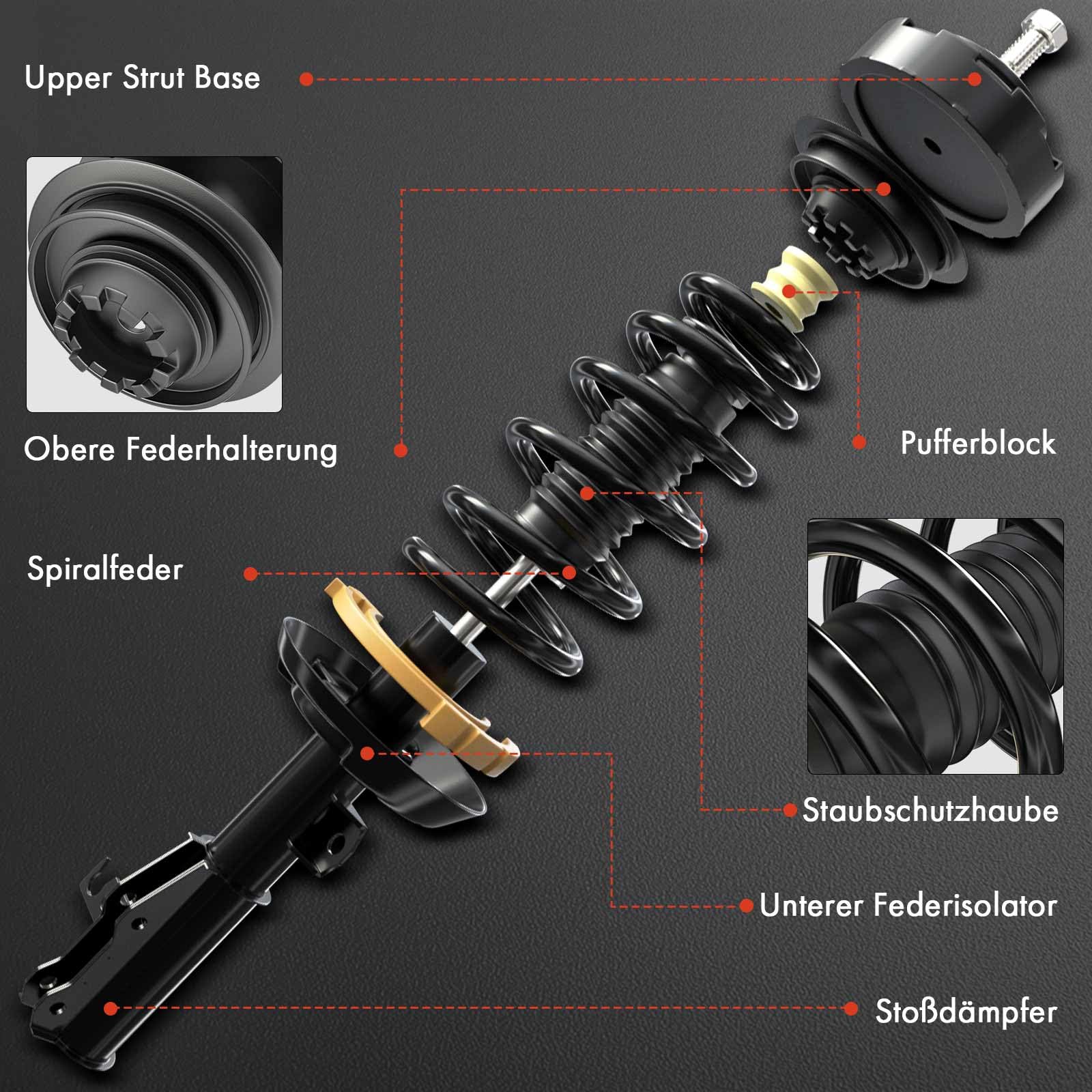 Frankberg 2 amortiguadores delanteros 478 mm presión de gas 1318110 | Compatible con: Focus II DA DP HCP ,Focus II Turnier DA DS FFS ,Focus II Saloon DB DH FCH