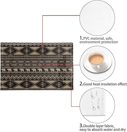 Miniatura 7 de SEANATIVE Juego de 4 manteles individuales rectangulares para mesa, resistentes al calor, antideslizantes, para cocina, estilo azteca, tribal,