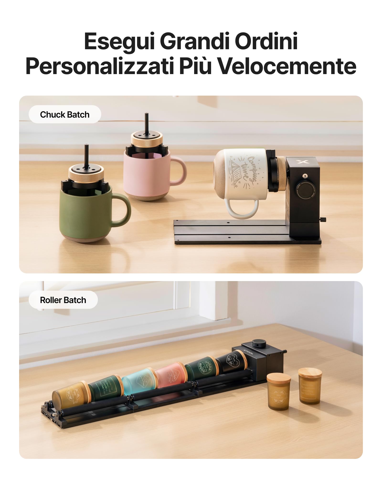 xTool RA3 Primo Rotary Smart MagSwap al Mondo per Incisore Laser xTool P3, F2&F2 Ultra UV, Allineamento LiDAR 360°, Rotary Intelligente per Anelli, Bicchieri e Oggetti Rotondi