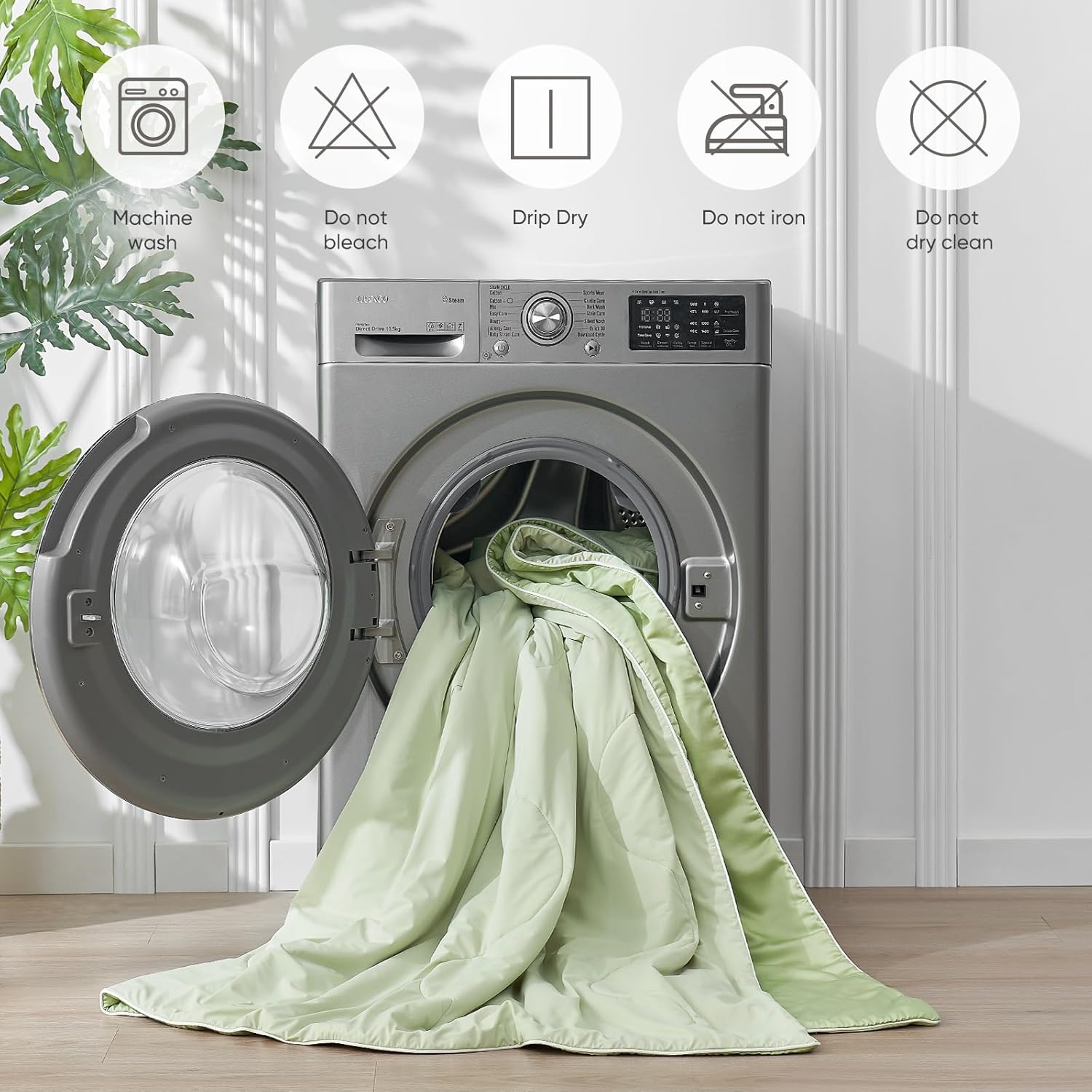 Snuggle Sac Natural Viscose Cooling Comforter King Size, Lightweight Breathable Silky Cooling Bedding with Q-Max>0.45 for Bedroom, Home Decor, Hot Sleepers & Night Sweats, Sage Green 106"x90" - Image 8