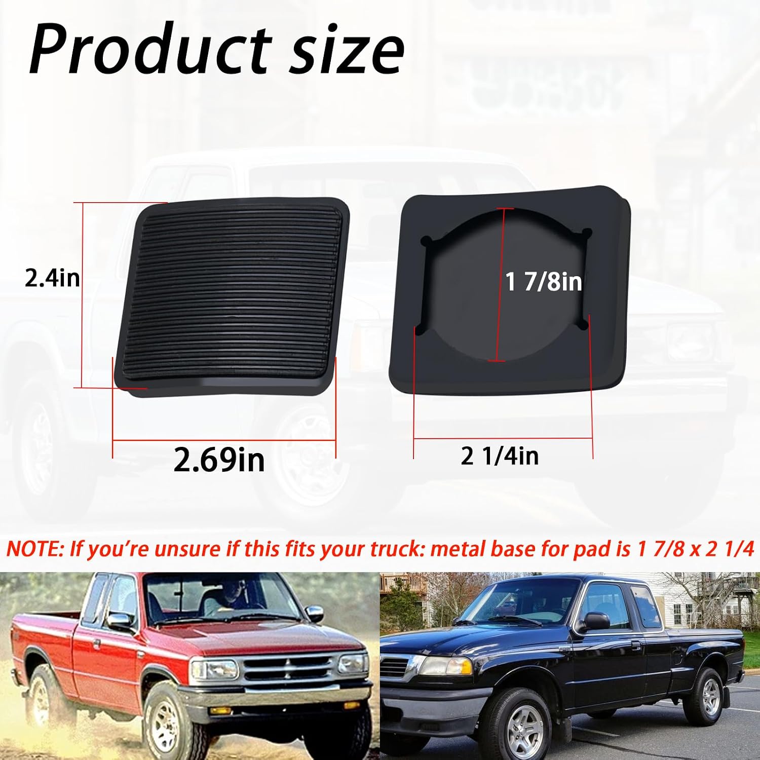 XTPTFABS 2PCS Brake & Clutch Pedal Rubber Pads Set F07A-2457-AA Compatible with 1991-2007 Ford Ranger 1994-2007 Mazda B2500 Thru B4000