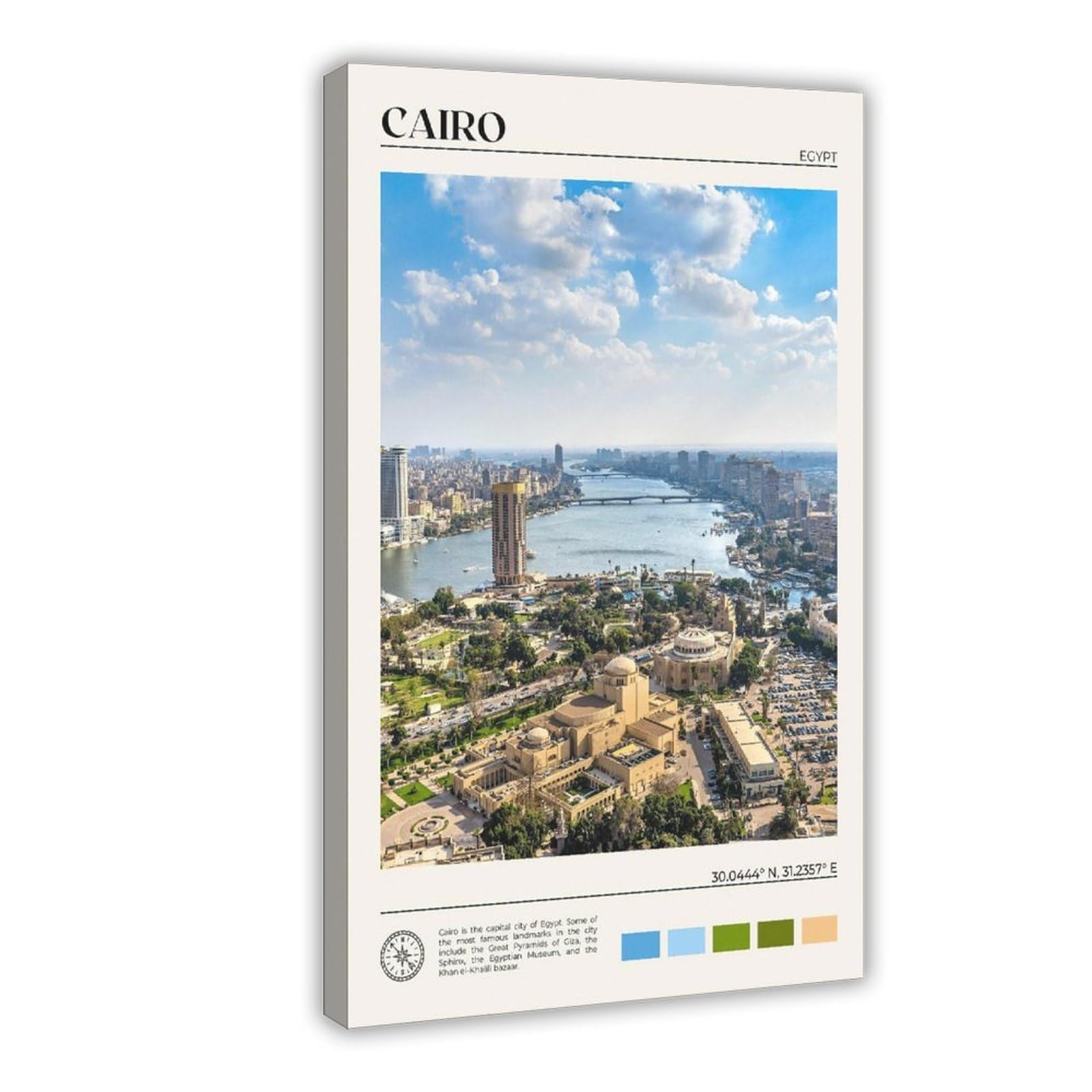 Bareronor Cairo Poster Canvas Poster Bedroom Decor Landscape Office Room Decor Gift 24" L X 36" W