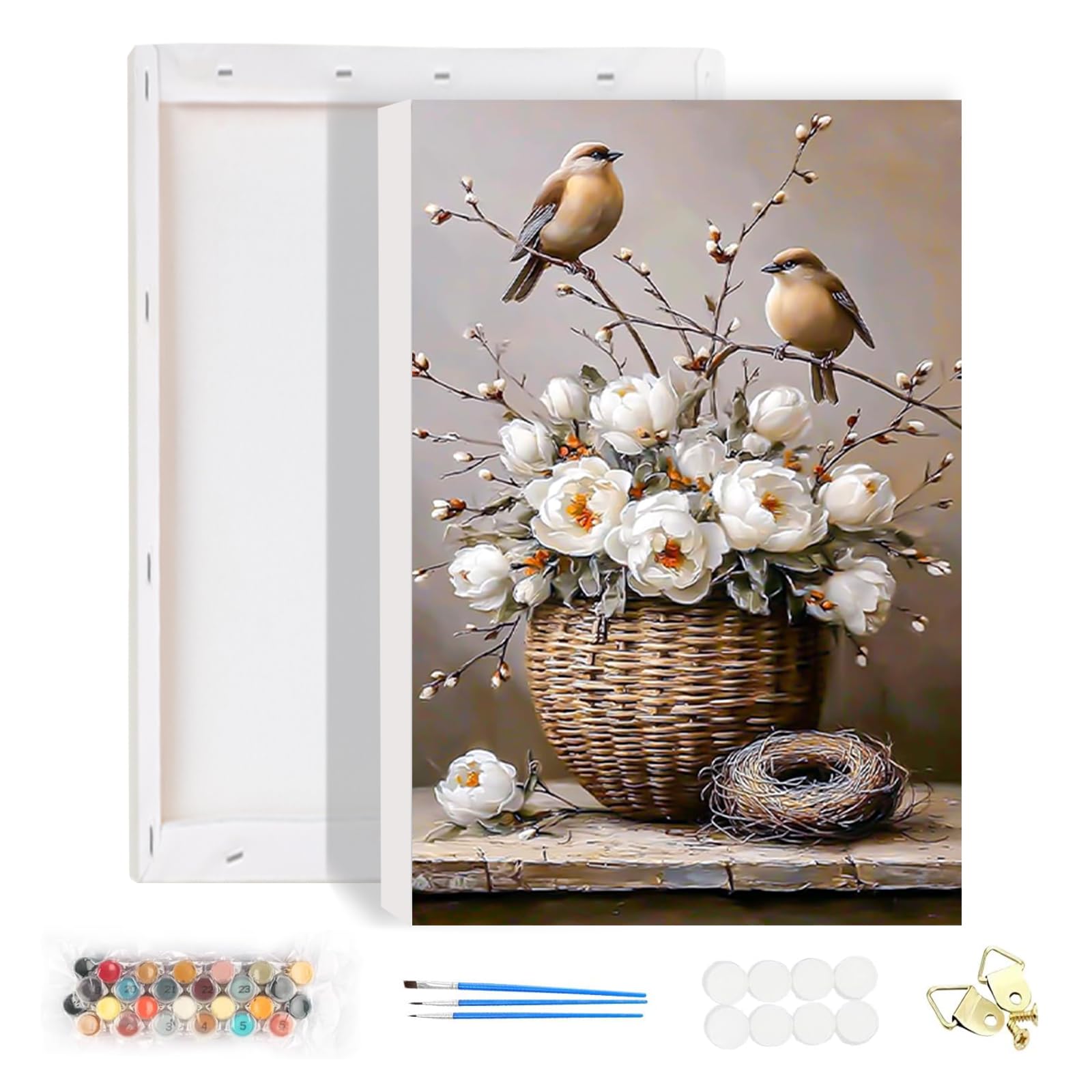 HEIBAGO Paint Numbers for Adults with Frame, DIY Landscape Paint by Numbers Canvas for Beginner, Flowers Oil Painting Arts and Crafts Kit Acrylic Pigment Drawing Paintwork for Home Wall Decor 20x30cm