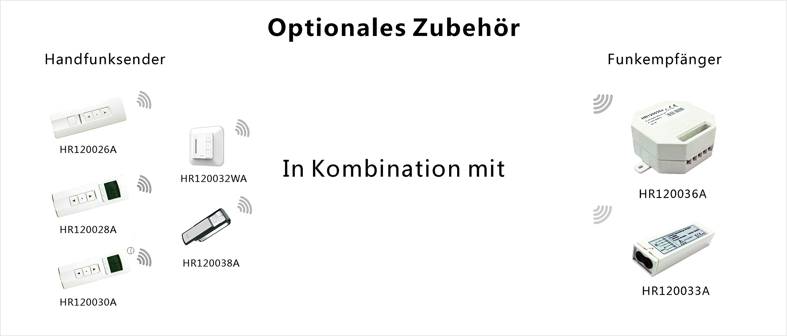 Markisenmotor, mechanisch einstellbare Endlagen, 20 Nm mit Adapter für 60 mm 8-Kantwelle 620 mm (1 ST) | Posiciones finales ajustables mecánicamente