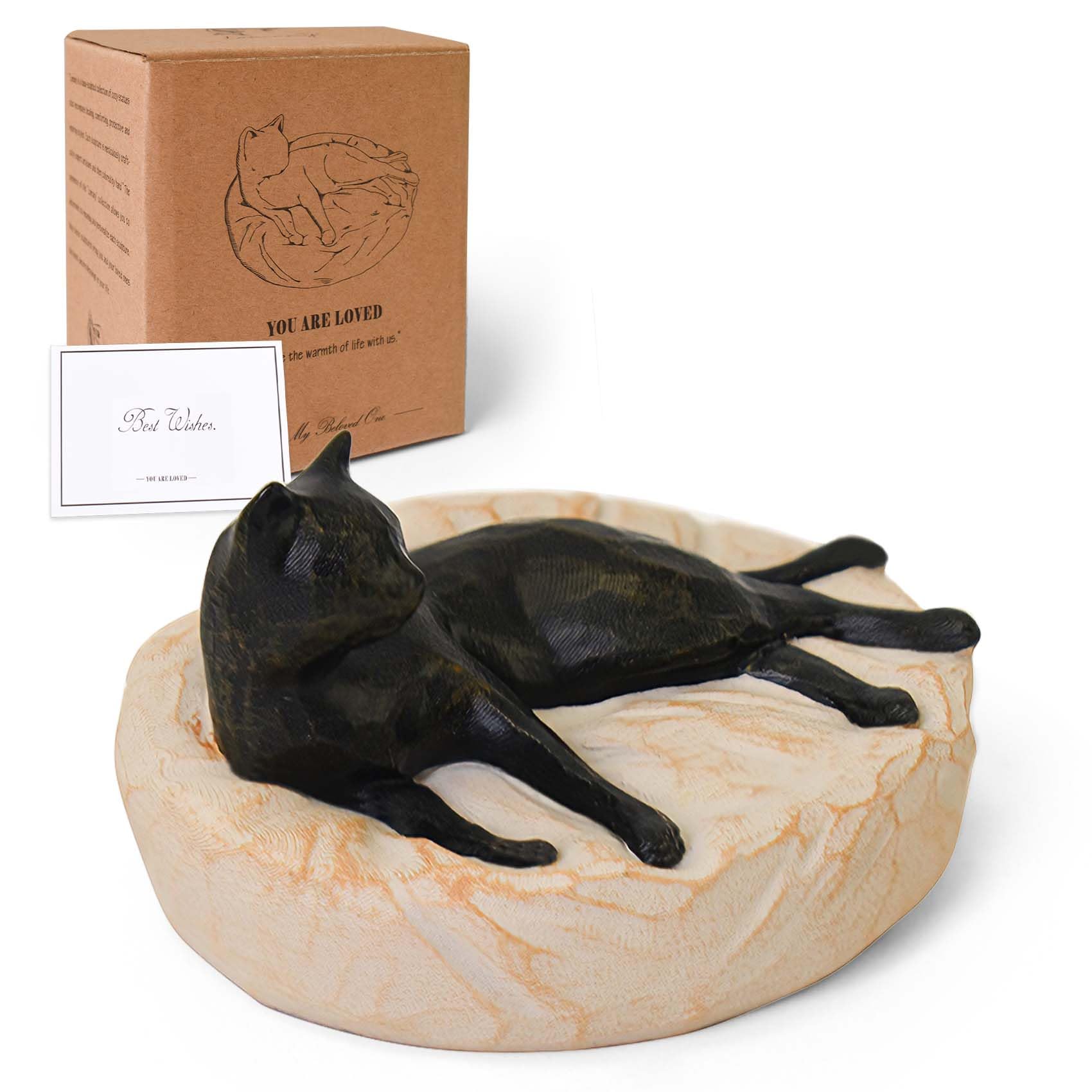 Cuayaes Black Cat Figurines Memorial Gifts for Cat Lovers Women Men, Resin Cat Ornaments Statue for Home, Shelf, Office Desk, Living Room Decorations