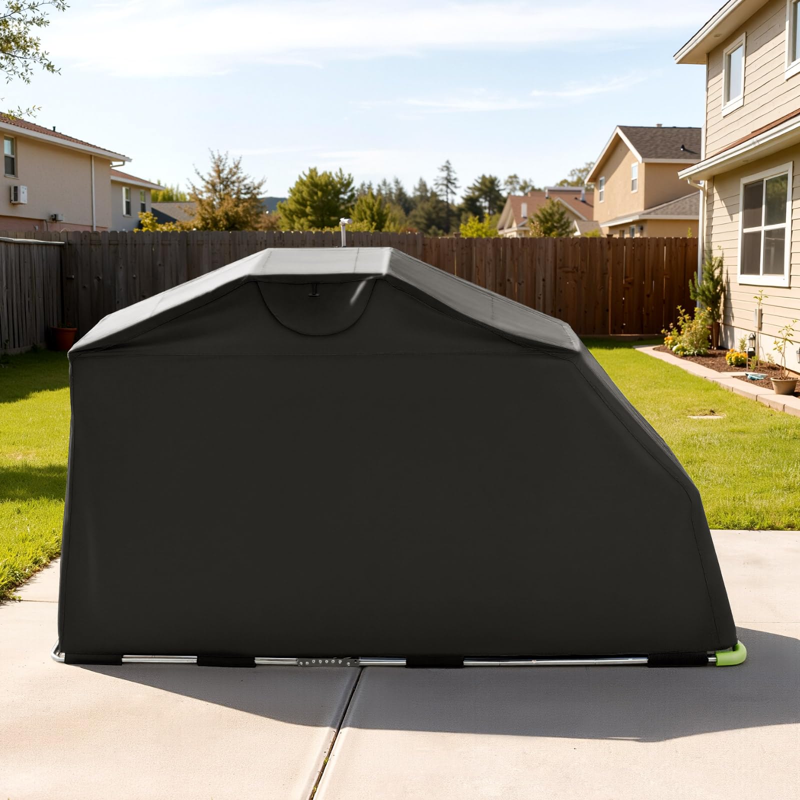 VEVOR Motorrad Zeltgarage, Motorrad Abdeckplane 2790x1095x1600 mm, Motorradgarage mit Sicherheitsschloss, 600D Oxford-Klappzelt, Allwetter-Motorradabdeckung mit Belüftungsfenstern, Schwarz