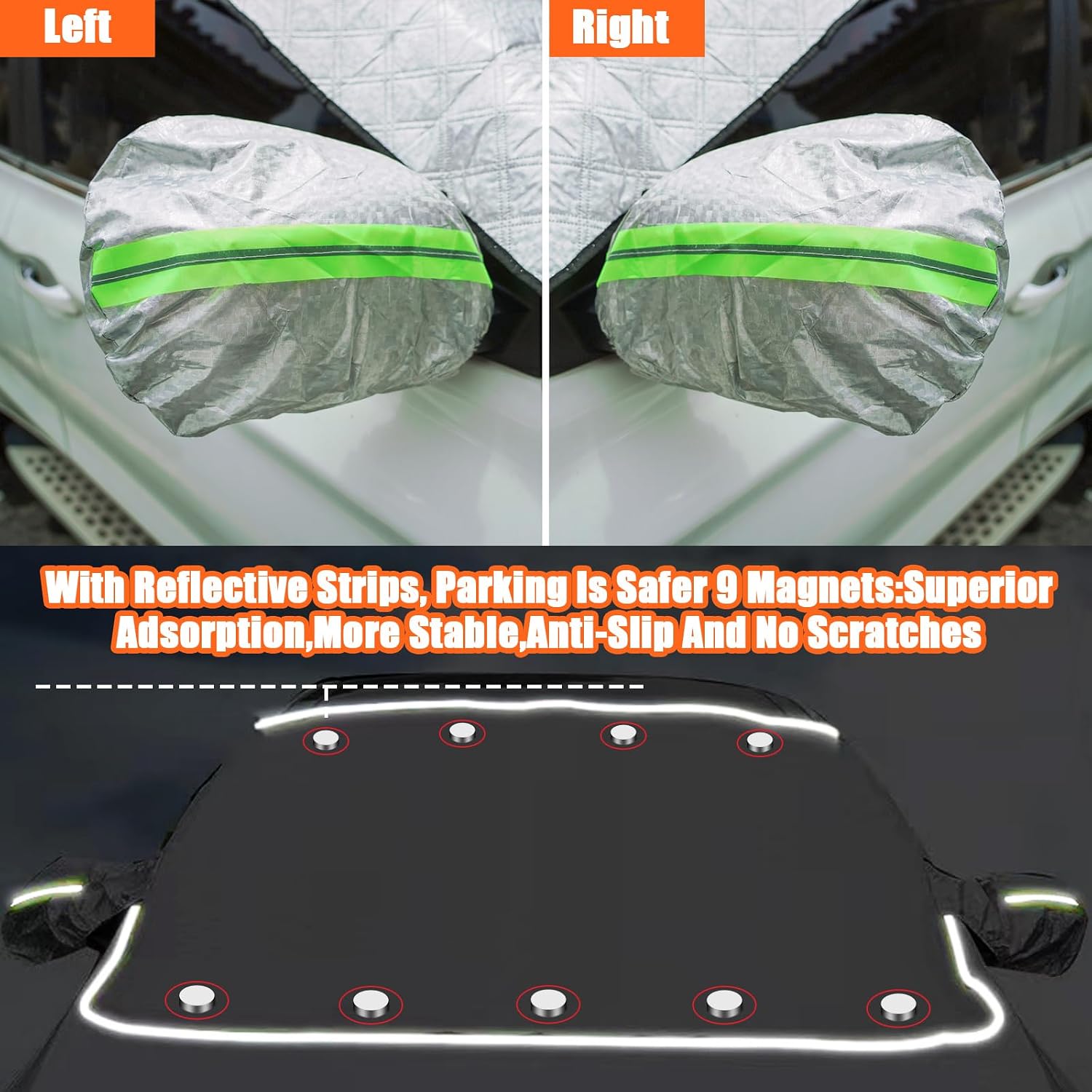 Car Windshield Cover for Ice and Snow - Magnetic Car Windshield Snow Cover, Winter Frost Guard Car Window Covers Snow Shield Ice Cover & 4-Layer, Anti-UV for Most Cars Big Size (67x 59in)