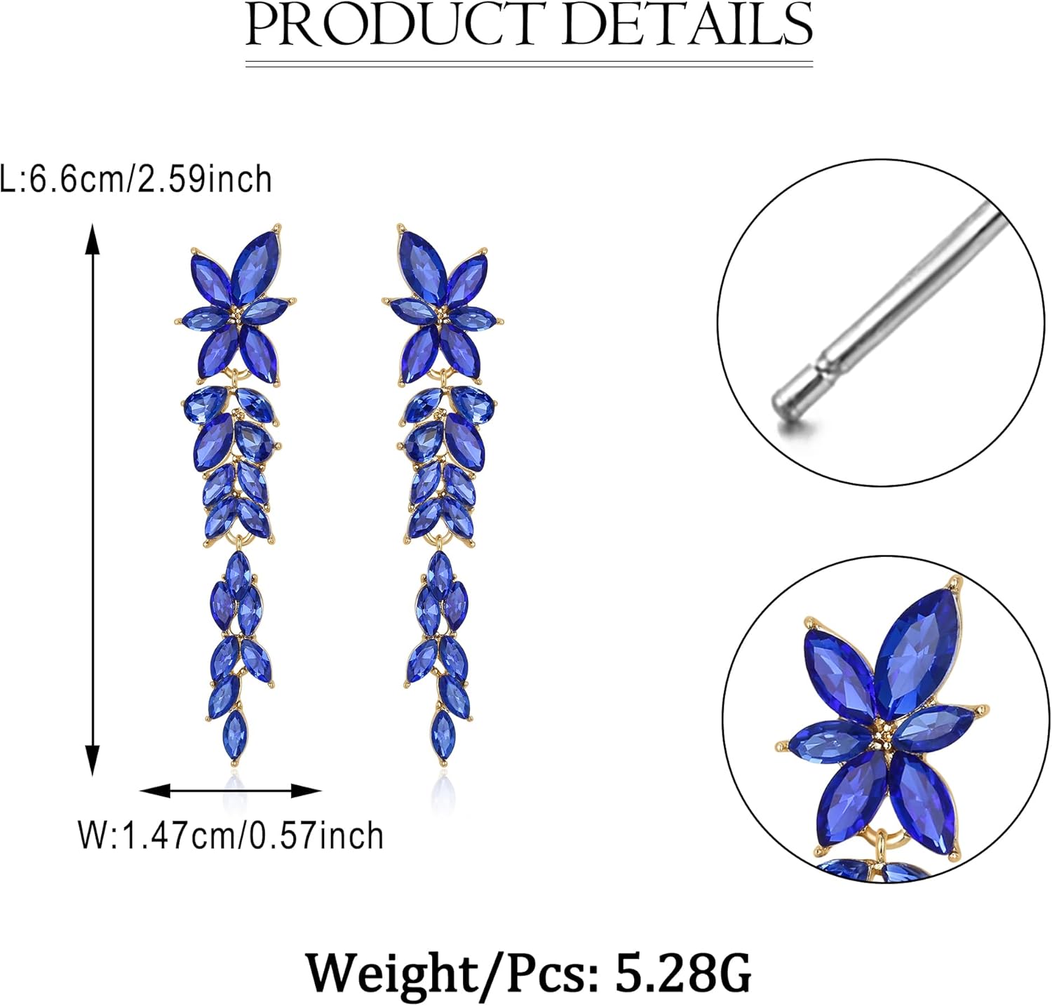 EVER FAITH Marquise Crystal Bridal Earring for Bride Bridesmaid, Elegant Rhinestone Chandelier Flower Wedding Prom Dangle Earrings for Women - Image 5