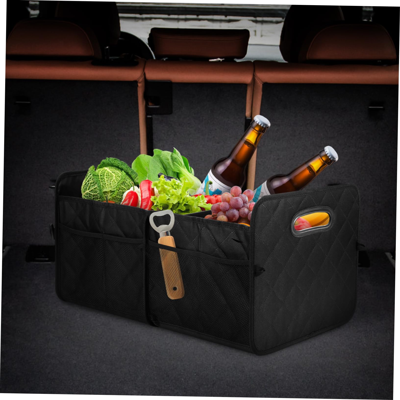 Mikinona Noir Organisateur Séparés Oxford Tissu en Compartiments Pliable, Grosse Capacité, Rangement, de Coffre, de Voiture