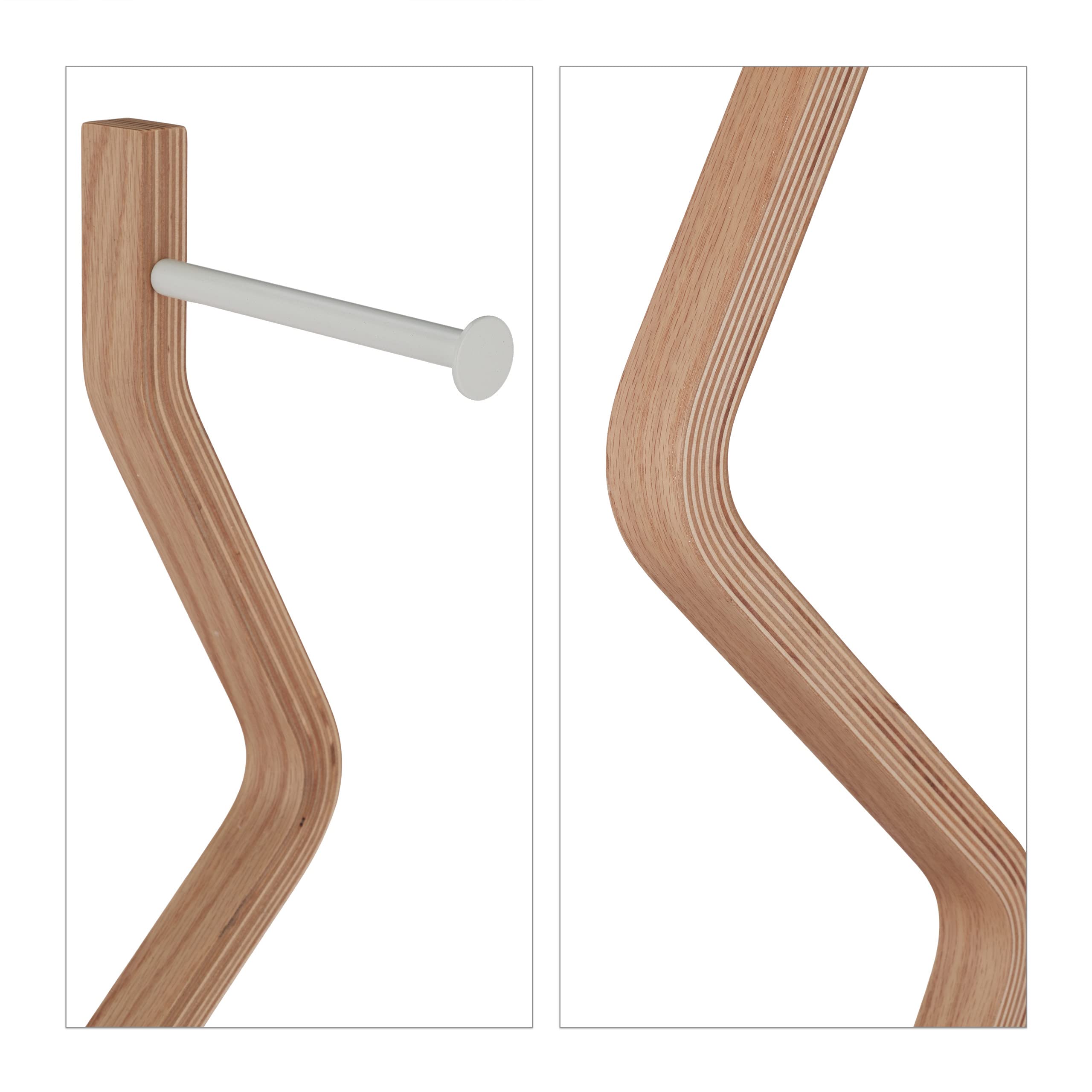 Relaxdays Piantana Portarotolo e Scovolino, Portascopino, WC, Bagno, Acciaio e MDF, HLP 75x18,5x18,5 cm, Bianco Naturale