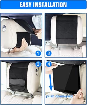 WONNIE Upgrade Tablet Holder for Car, Car Headrest Mount Holder for Back Seat, Car Tablet Mount for Kids with Silicone Strap & Anti-Slip Holding Clamps, Fits All 10-12.9 Tablets