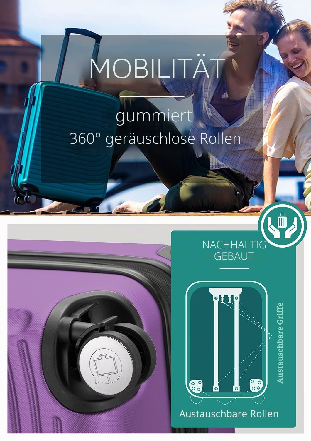 Hauptstadtkoffer Mitte Koffer 68 cm 74-88 Lmit Anhänger, Aubergine | ABS-Hartschale · TSA · XL Erweiterung · 4 Rollen · Austauschbare Ersatzteile · Urlaub · 1-2 Wochen · Digitaler Kofferanhänger