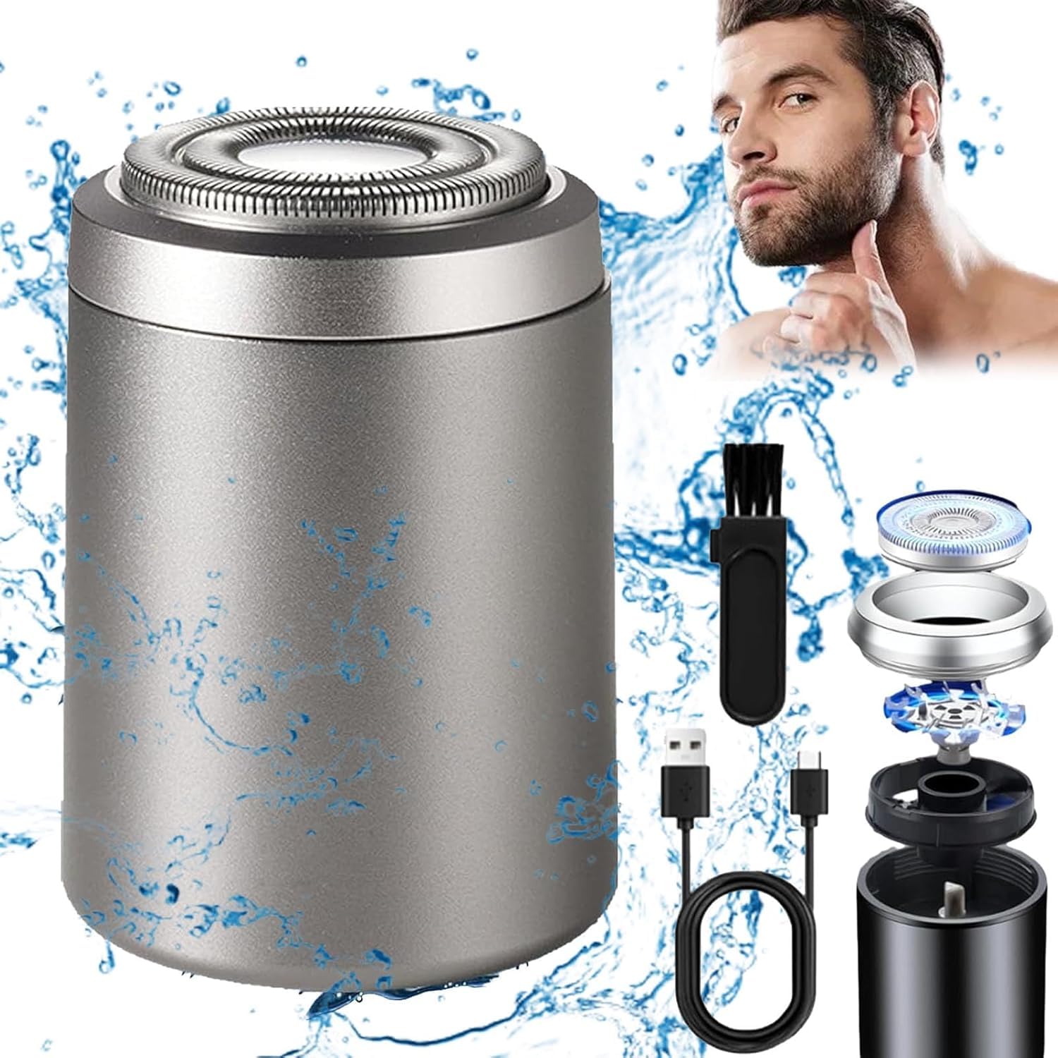 Mini Rasierer Kapsel Herren Elektrisch, Mini Portable Electric Shaver, Usb Tragbarer Elektrischer Mini-Rasierer FüR Gesicht Nass Und Trockenrasierer Damen (Silber) Drogerie & Körperpflege