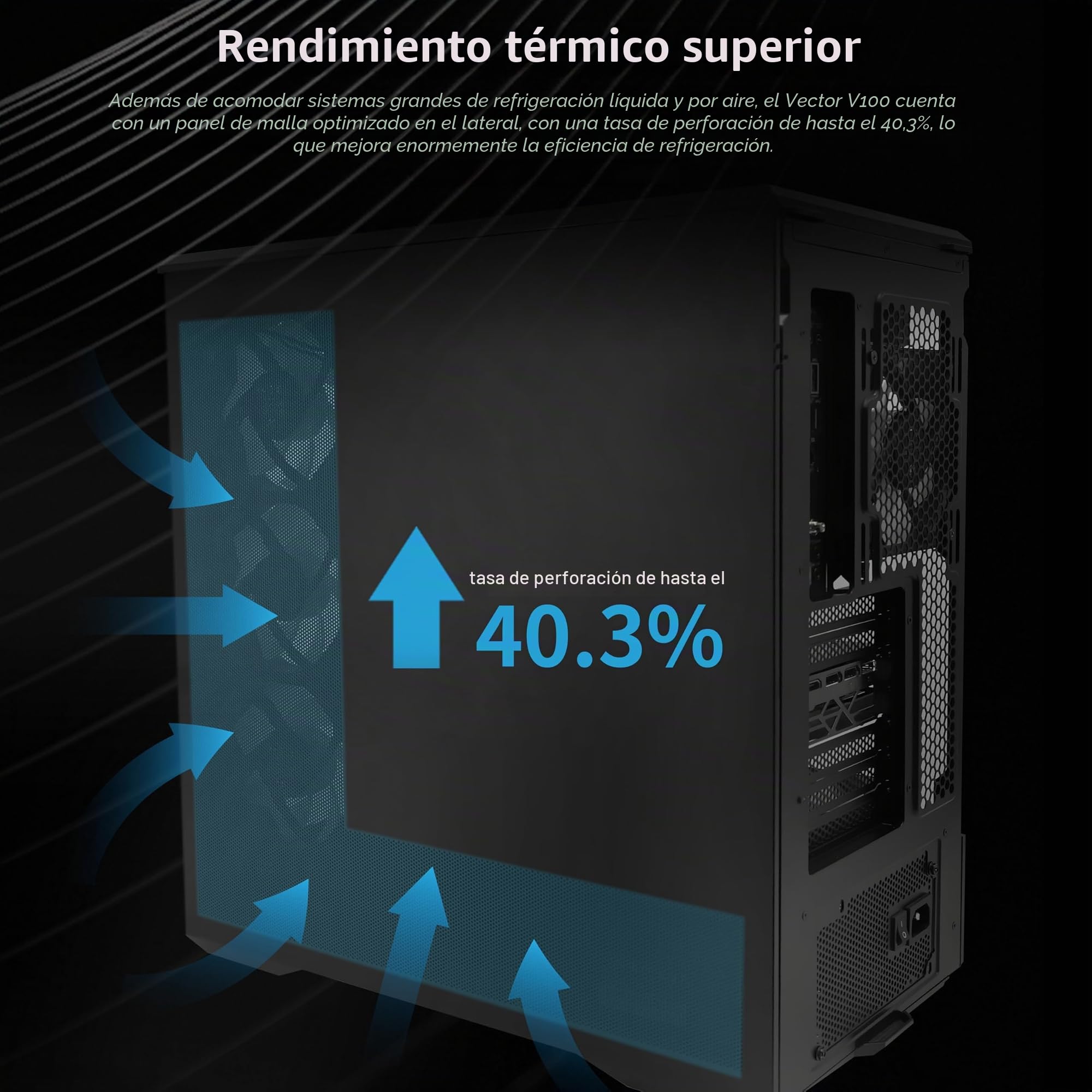 Lian Li V100 ATX - Carcasa de PC de Torre Media, 4 Ventiladores ARGB PWM de 120 mm preinstalados, Tira LED RGB, Plataforma de visualización con Vidrio Templado, Compatible con GPU de 420 mm, radiador | 4 ventiladores ARGB PWM de 120 mm preinstalados, tira