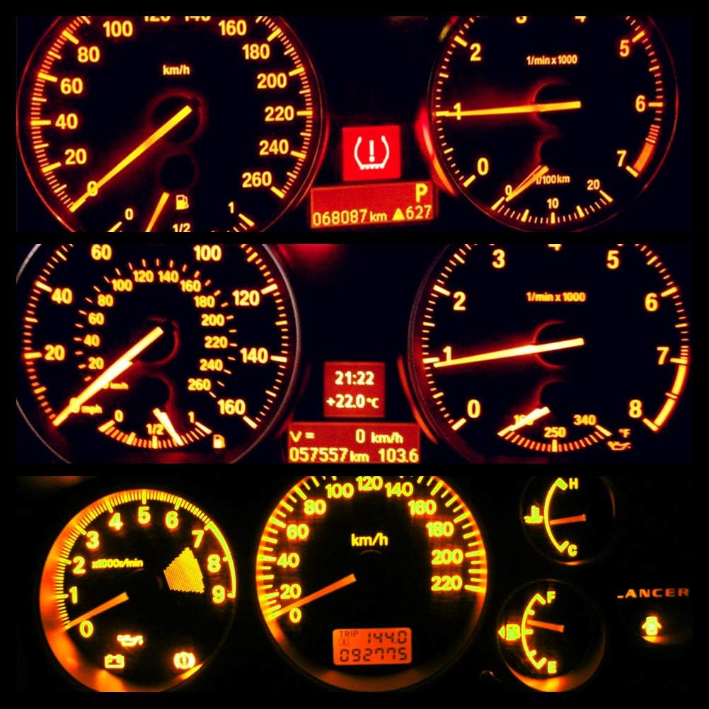 WLJH Super Bright Yellow Dash Instrument Panel Cluster Speedometer Tachometer Temperature Gauge Lights Bulbs Led Kits for Acura Legend 1993-1995, Pack of 4
