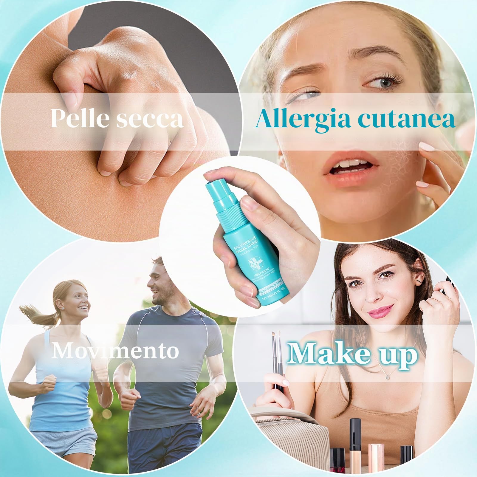 3 Piezas Acido ipocloroso Spray,Spray per viso, sicuro sulla pelle, adatto per cuoio capelluto secco e post-operatorio. Idrata e protegge la tua pelle